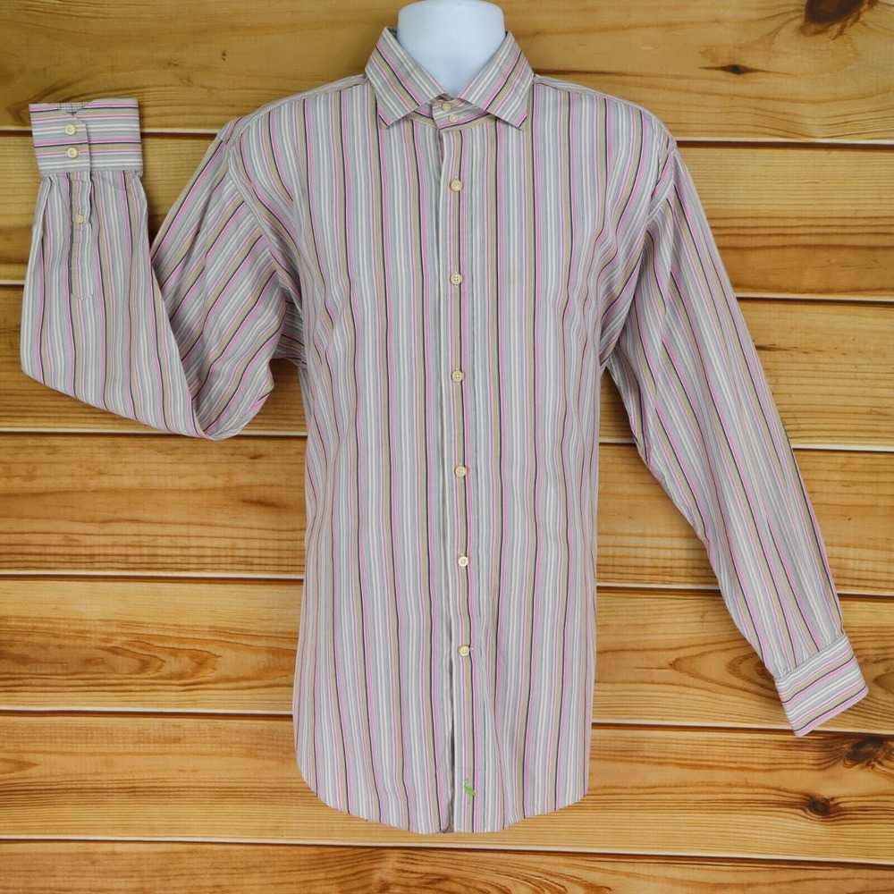 TAILORBYRD Dress Shirt Mens Sz XXL Multicolor Striped 100% Cotton Spread Collar‎